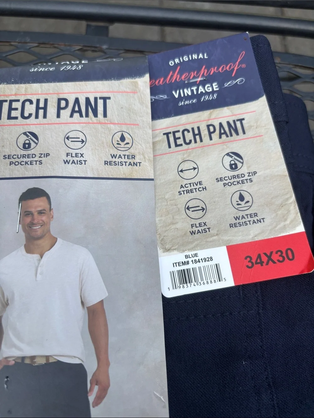 Weatherproof TECH PANT Straight Fit Navy Blue Tech Pant NWT size 34×30